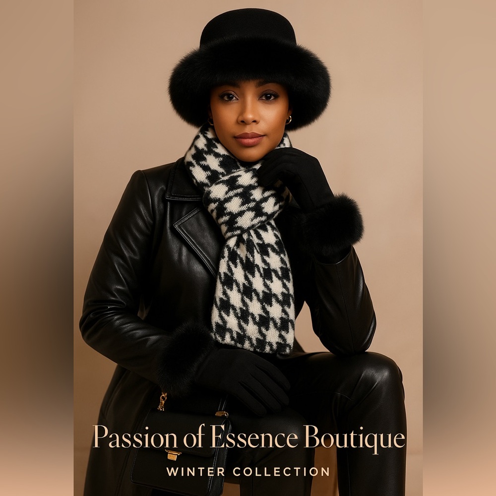 NEW Faux Fur Scarf Houndstooth Tuck-In Scarf